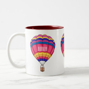 Hot air balloon cartoon illustration Two-Tone coffee mug