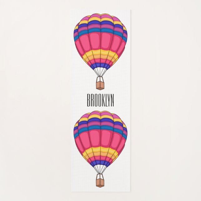 Hot air balloon cartoon illustration yoga mat (Front)
