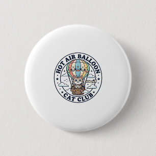 Hot Air Balloon Cat Cute Cat T-Shirt Design - Hot 6 Cm Round Badge