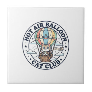 Hot Air Balloon Cat Cute Cat T-Shirt Design - Hot  Ceramic Tile