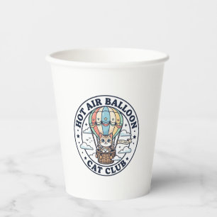Hot Air Balloon Cat Cute Cat T-Shirt Design - Hot Paper Cups