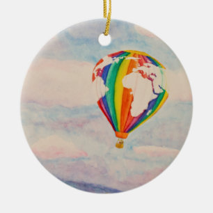 Hot Air Balloon Ceramic Ornament