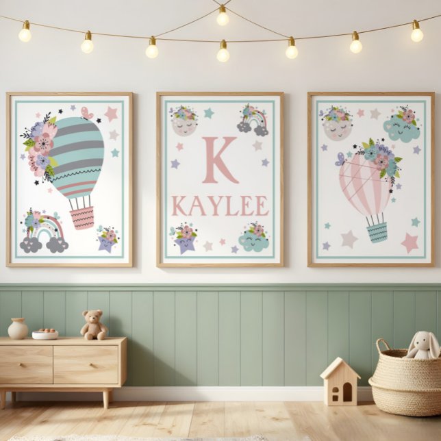 Hot Air Balloon Cloud, Rainbow, Moon Art Print Set (Creator Uploaded)