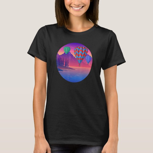 Hot Air Balloon Cool Flying for Ballooning Enthusi T-Shirt (Front)