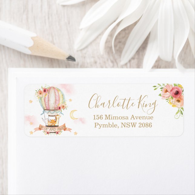 Hot Air Balloon Cute Animals Return Address Label (Insitu)