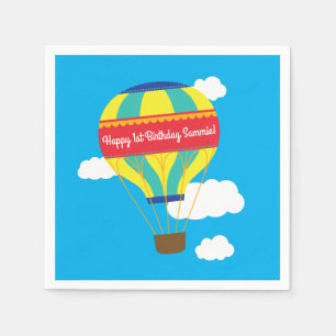 Hot Air Balloon Cute Colourful 1st Birthday Party Napkin