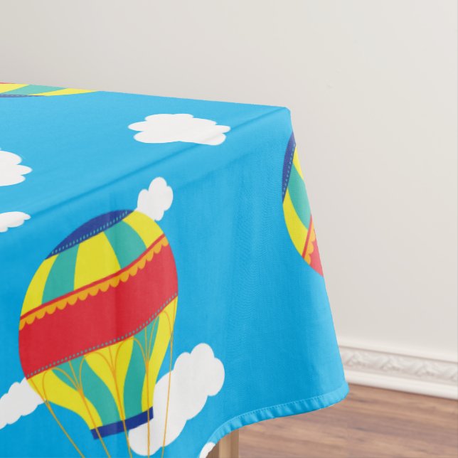 Hot Air Balloon Cute Colourful 1st Birthday Party Tablecloth (In Situ)