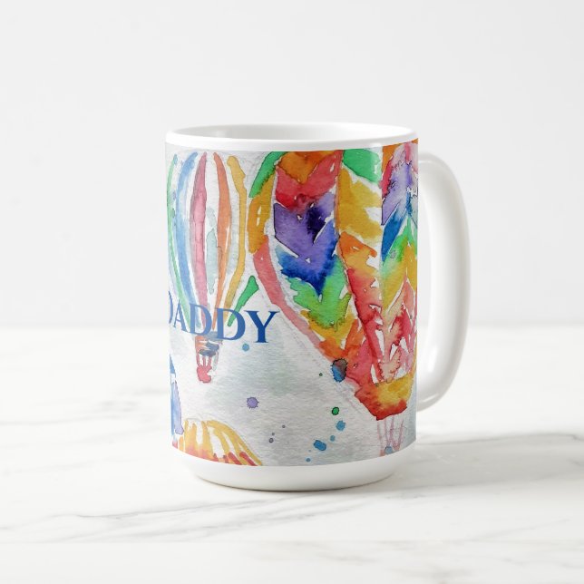 Hot Air Balloon Daddy colorful Watercolor Mug (Front Right)