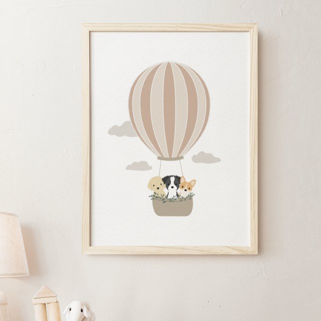 Hot Air Balloon Dogs Boho Nursery & Kids Poster (Creator Uploaded)