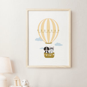 Hot Air Balloon Dogs Nursery & Kids Room Poster