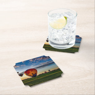 Hot Air Balloon Festival in a Beautiful Cloudy Sky Paper Coaster