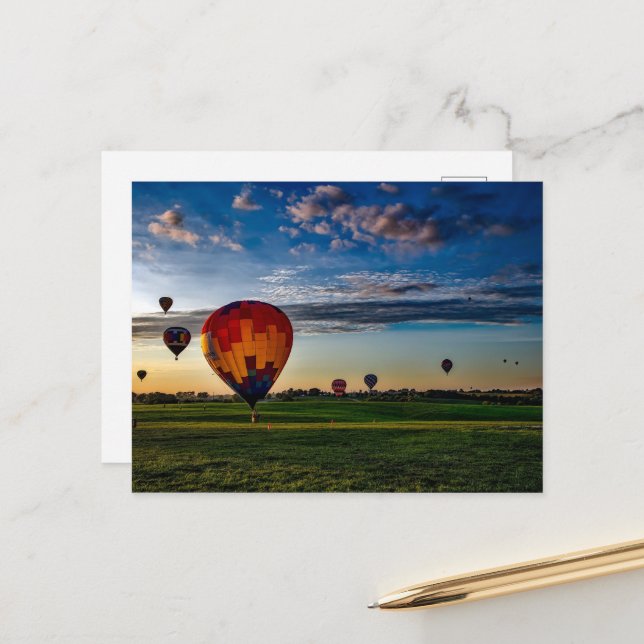 Hot Air Balloon Festival in a Beautiful Cloudy Sky Postcard (Front/Back In Situ)