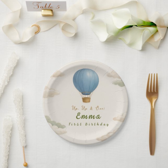 Hot Air Balloon First Birthday Paper Plates  (Wedding)