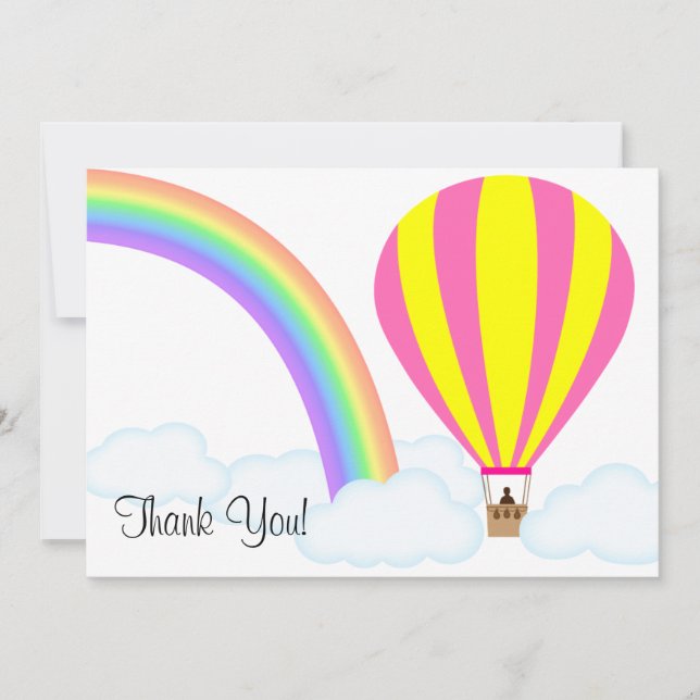 Hot Air Balloon Flat Greeting Card - on White (Front)