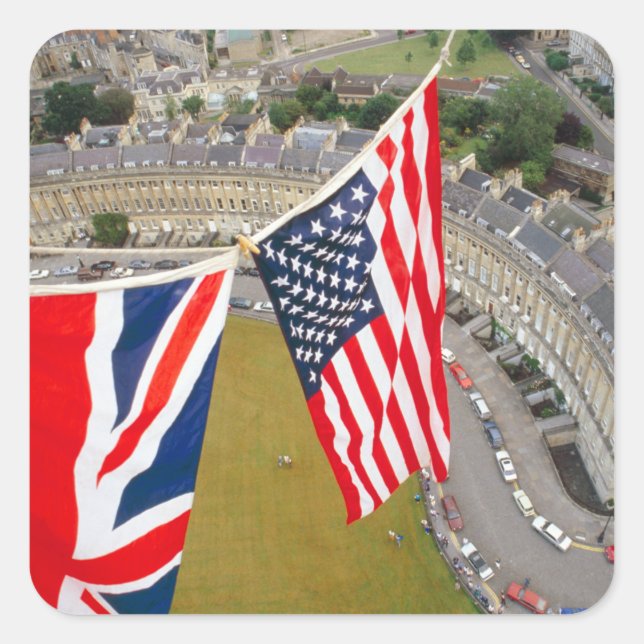 Hot Air Balloon Flight Over Bath.  Square Sticker (Front)