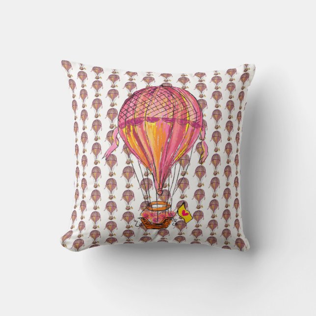 Hot Air Balloon Flowers Cushion (Front)