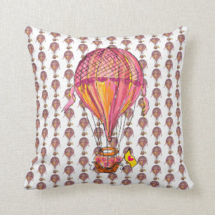 Hot Air Balloon Flowers Cushion
