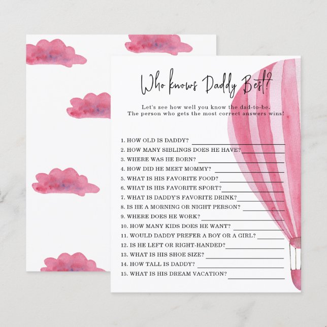 Hot air balloon -  Game Who knows DADDY best (Front/Back)