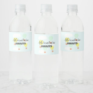 Hot Air Balloon Gender Neutral Baby Shower Water Bottle Label