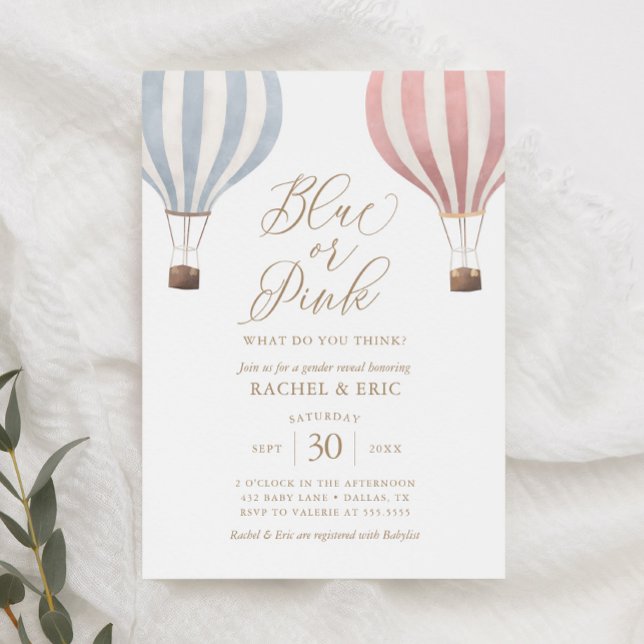 Hot Air Balloon Gender Reveal Party Invitation (Creator Uploaded)