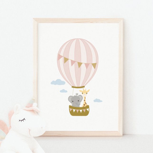 Hot Air Balloon Giraffe & Elephant Nursery Poster (Creator Uploaded)