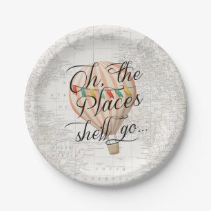 Hot Air Balloon Girl Map Oh the Places she'll Go Paper Plate