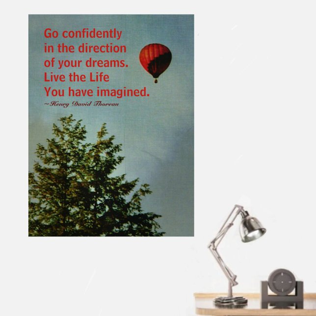 Hot Air Balloon Go Confidently Thoreau Quote Poster (Creator Uploaded)
