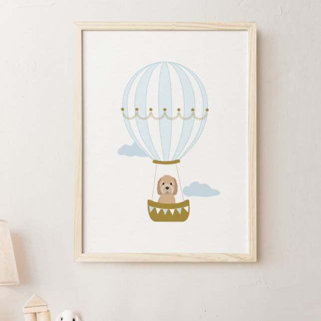 Hot Air Balloon Goldendoodle Nursery Decor Poster (Creator Uploaded)