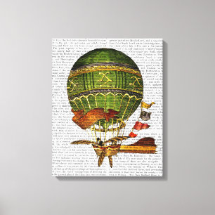 Hot Air Balloon Green Canvas Print