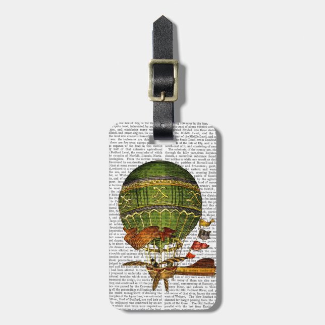 Hot Air Balloon Green Luggage Tag (Front Vertical)