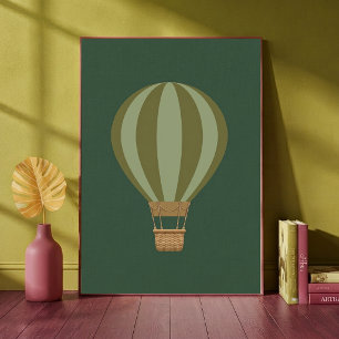 Hot Air Balloon Green Nursery Art Print
