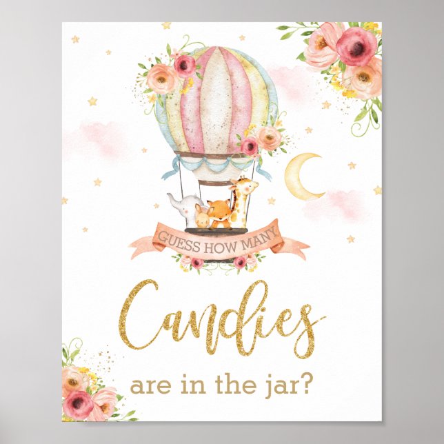 Hot Air Balloon Guess How Many Candies in Jar Game Poster (Front)