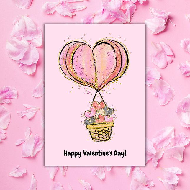 Hot Air Balloon Happy Valentine's Day Card (Creator Uploaded)