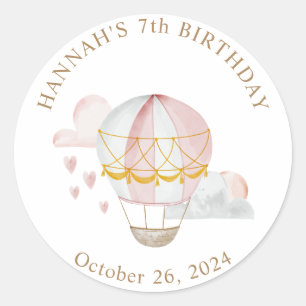 Hot Air Balloon Hearts Birthday Classic Round Classic Round Sticker