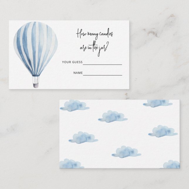 Hot air balloon, How many candies baby shower game Enclosure Card (Front/Back)