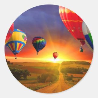 hot air balloon image classic round sticker