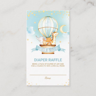 Hot Air Balloon Jungle Animals Boy Diaper Raffle Enclosure Card