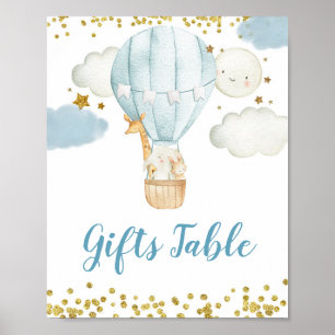 Hot Air Balloon Jungle Gifts Table Sign