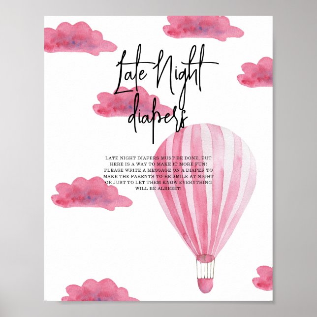 Hot air balloon - Late Night diapers Poster (Front)