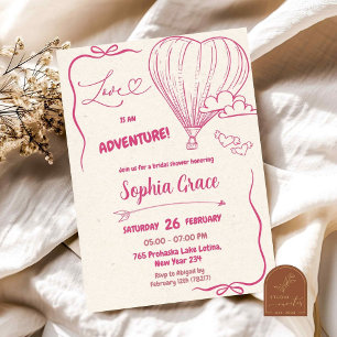 Hot Air Balloon Love In The Air Bridal Shower Invitation