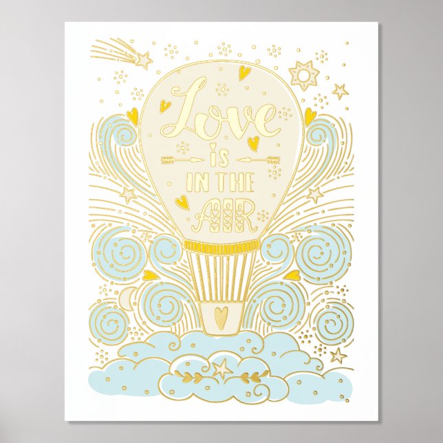 Hot Air Balloon "Love Is In The Air"  Foil Prints (Front)