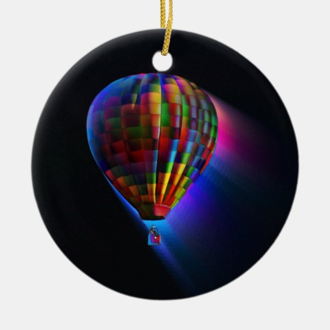 Hot Air Balloon Magical Flight Digital Art Ceramic Ornament (Front)