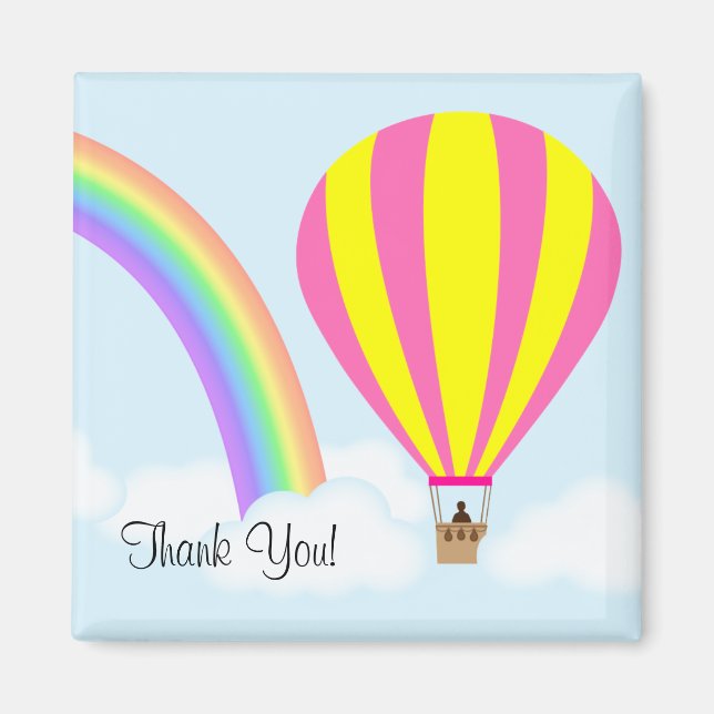 Hot Air Balloon Magnet - Light Blue Background (Front)