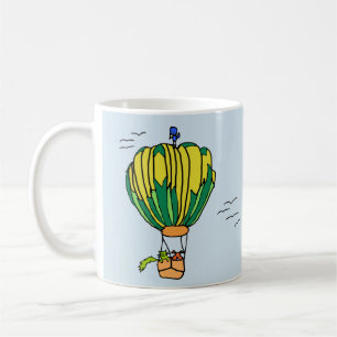 hot air balloon mug with cat and dog