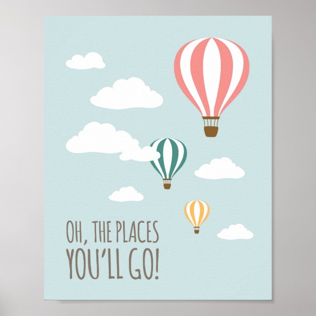 Hot Air Balloon Nursery Wall Art Print (Front)