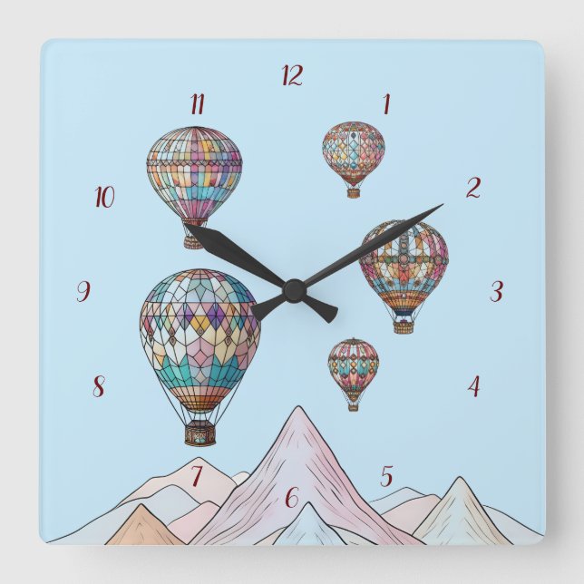 Hot Air Balloon Nursery Wall Clock (Front)