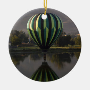 Hot air balloon over the Yakima River 2 Ceramic Tree Decoration