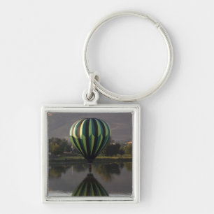 Hot air balloon over the Yakima River 2 Key Ring