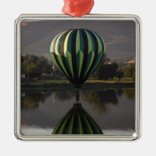 Hot air balloon over the Yakima River 2 Metal Ornament