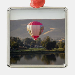 Hot air balloon over the Yakima River Metal Ornament